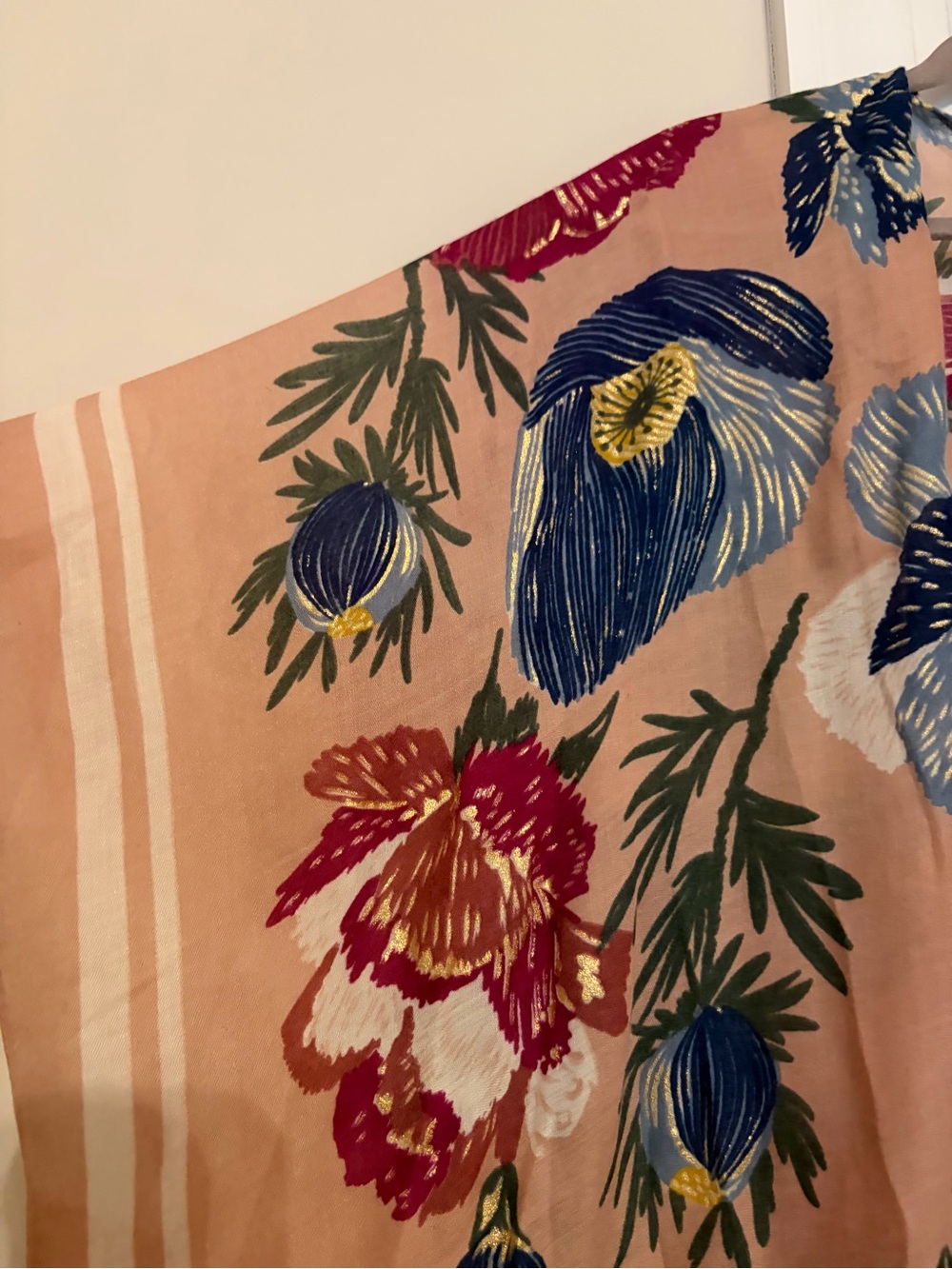 Floral Kimono Cover-Up in Blush with Multicolor Blooms - Picture 3 of 3